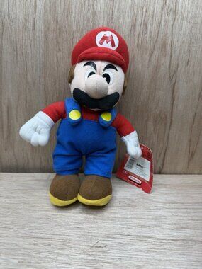 Super Mario 9" Plush Toy w/Nintendo Kellytoy 2001 Tag (All Black Eyes) * Rare
